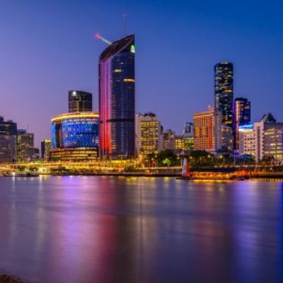 The Brisbane River and city skyline in the evening light